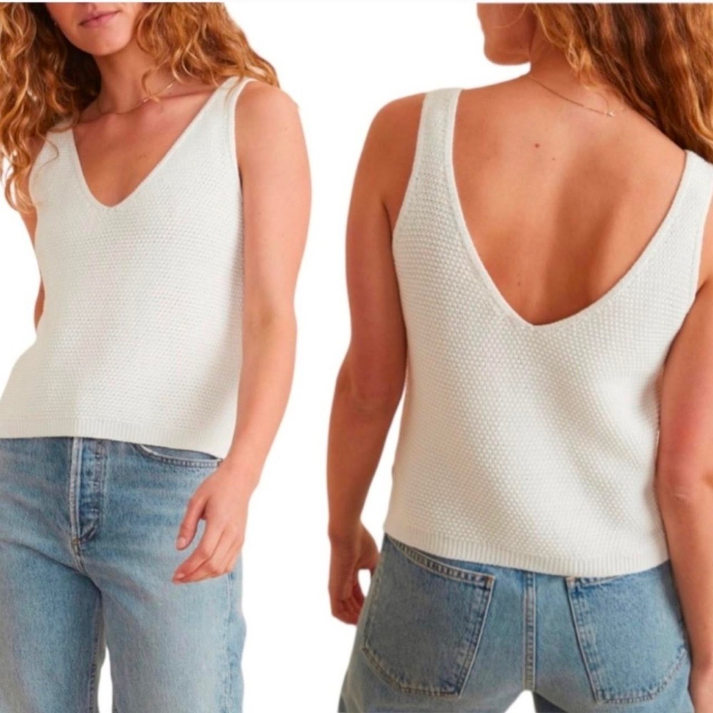 Marine Layer Knit Tank Top. Cream. Medium
